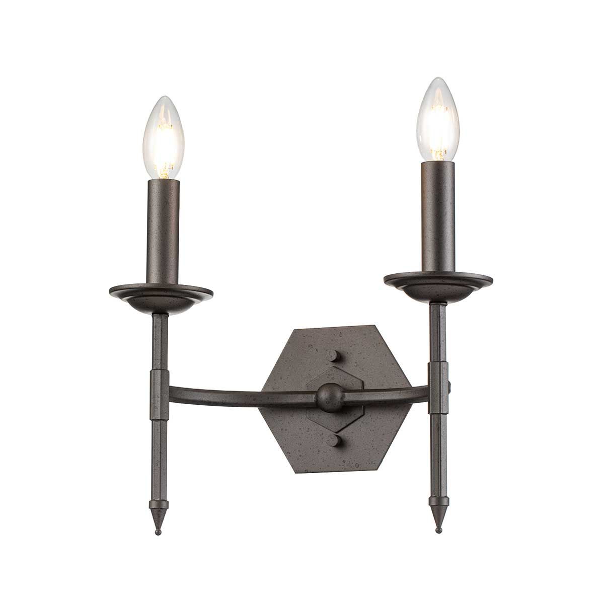 Crown 2 Light Wall Light - Iron Gate IP20 E14