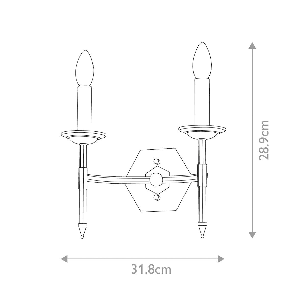 Crown 2 Light Wall Light - Iron Gate IP20 E14