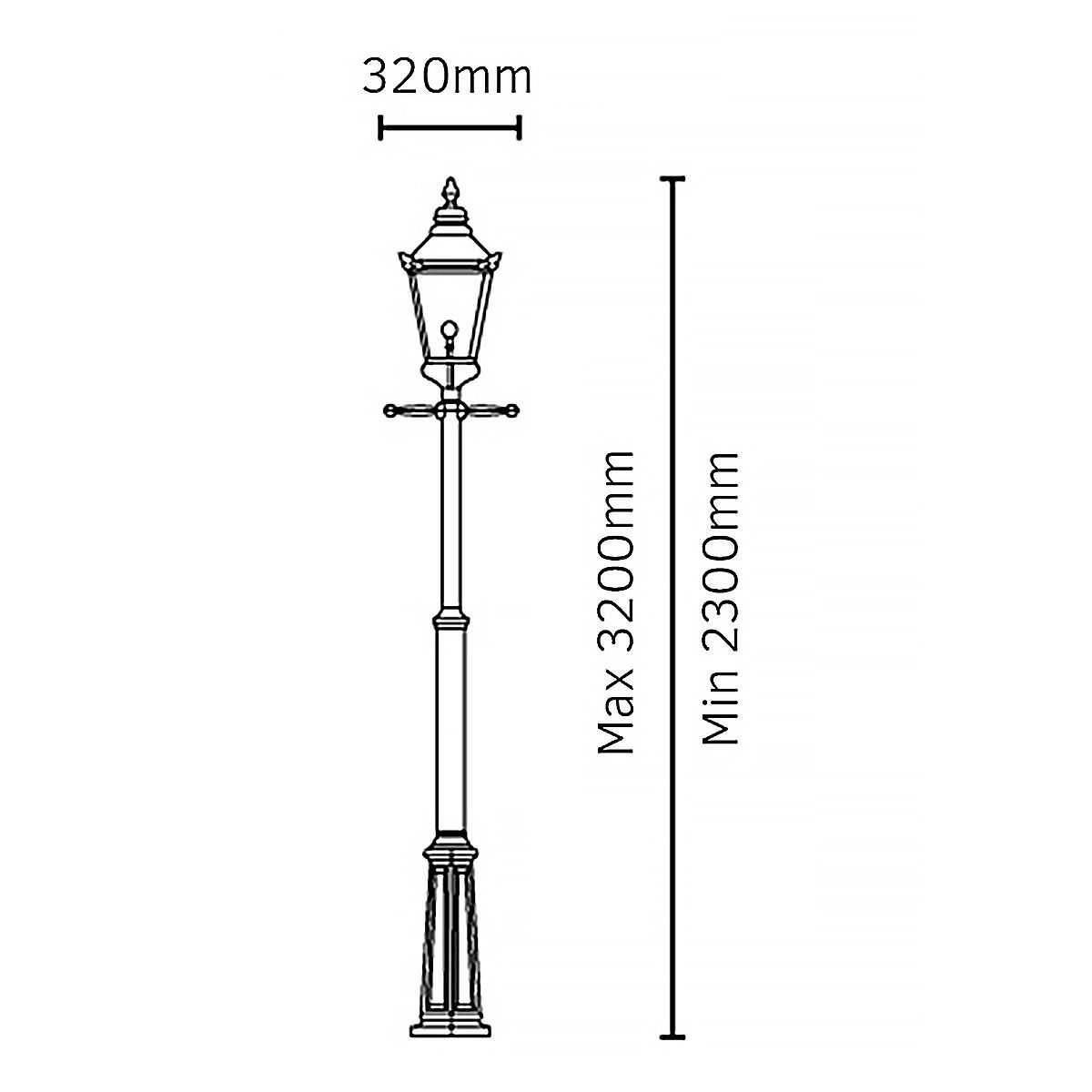 Chelsea 1/2Lt Lamp Post - Copper Black IP44  E27