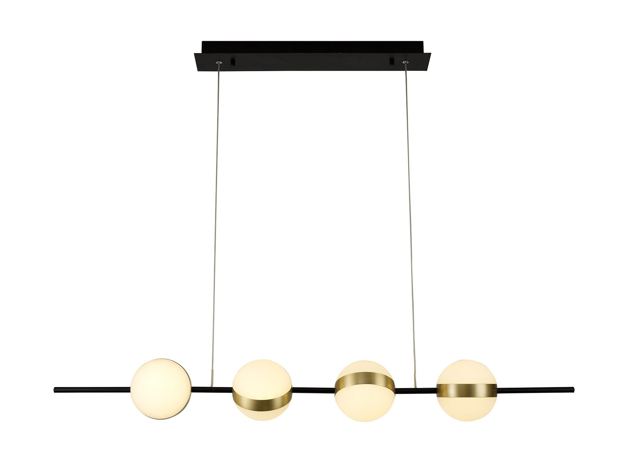 Cuba Linear Pendant 4 Light, 32W LED, 3000K, 2400lm, Gold/Black, 3yrs Warranty