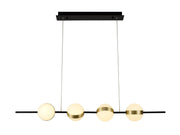 Cuba Linear Pendant 4 Light, 32W LED, 3000K, 2400lm, Gold/Black, 3yrs Warranty