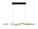 Cuba Linear Pendant 4 Light, 32W LED, 3000K, 2400lm, Gold/Black, 3yrs Warranty