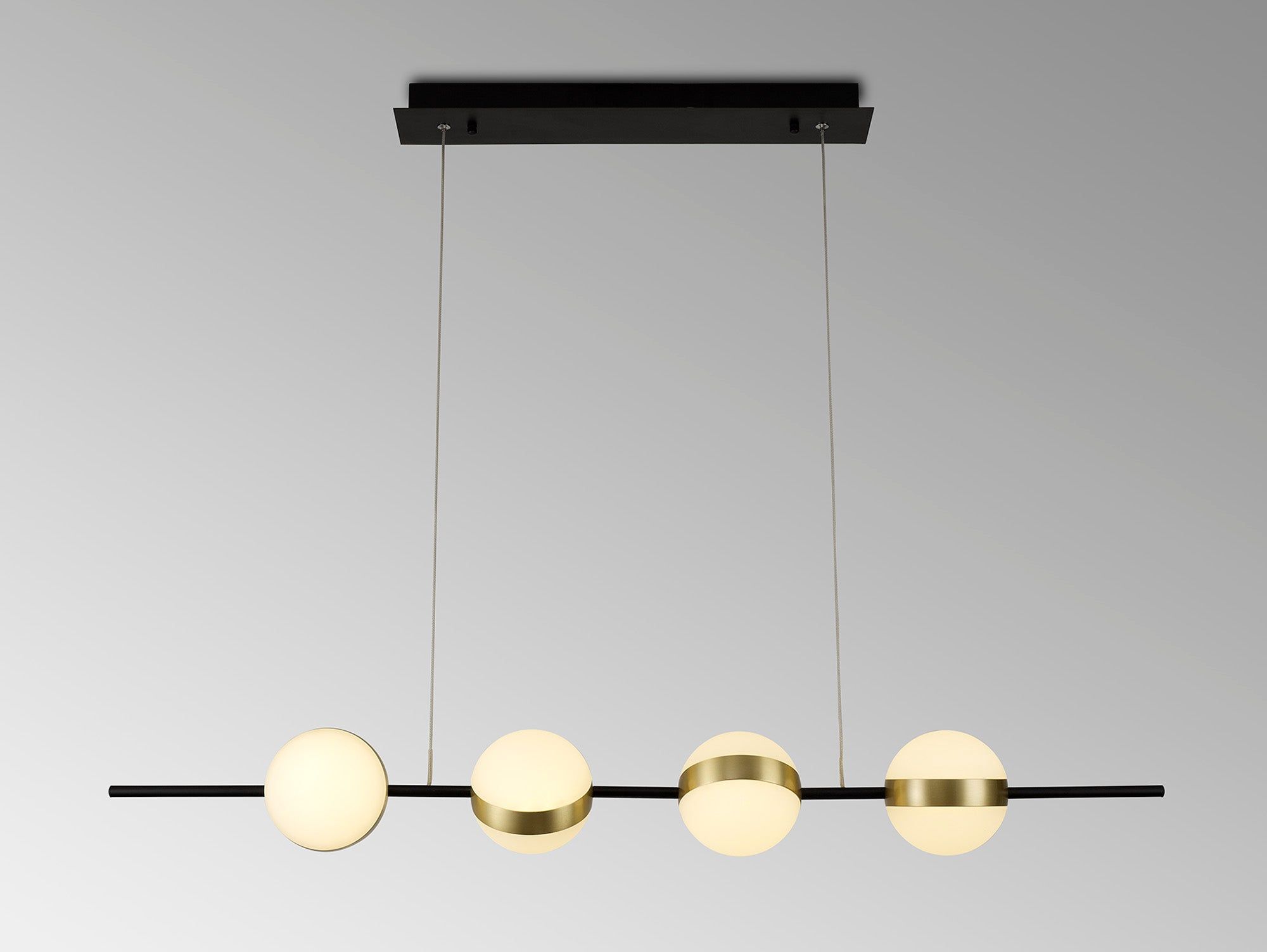 Cuba Linear Pendant 4 Light, 32W LED, 3000K, 2400lm, Gold/Black, 3yrs Warranty