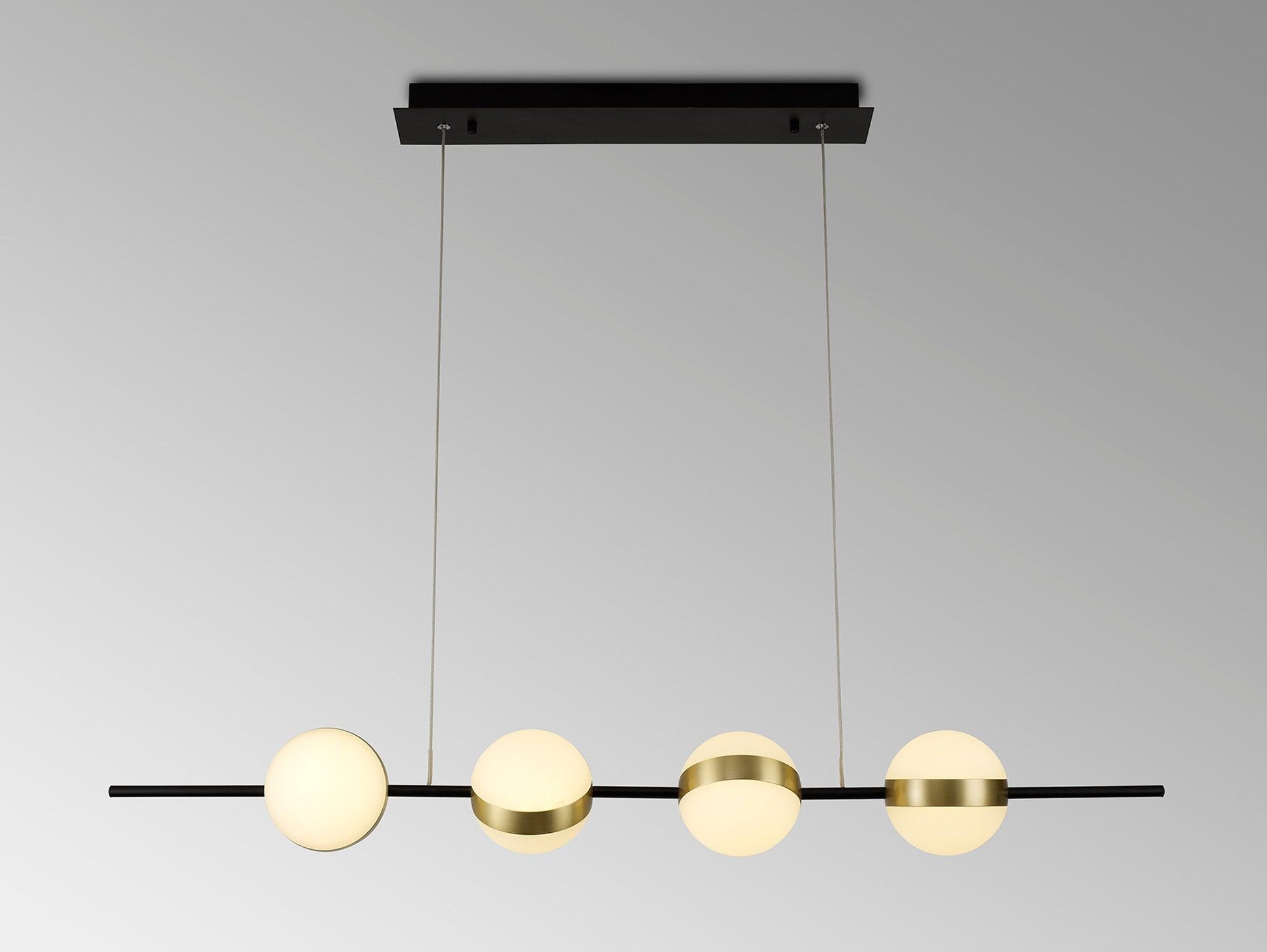 Cuba Linear Pendant 4 Light, 32W LED, 3000K, 2400lm, Gold/Black, 3yrs Warranty