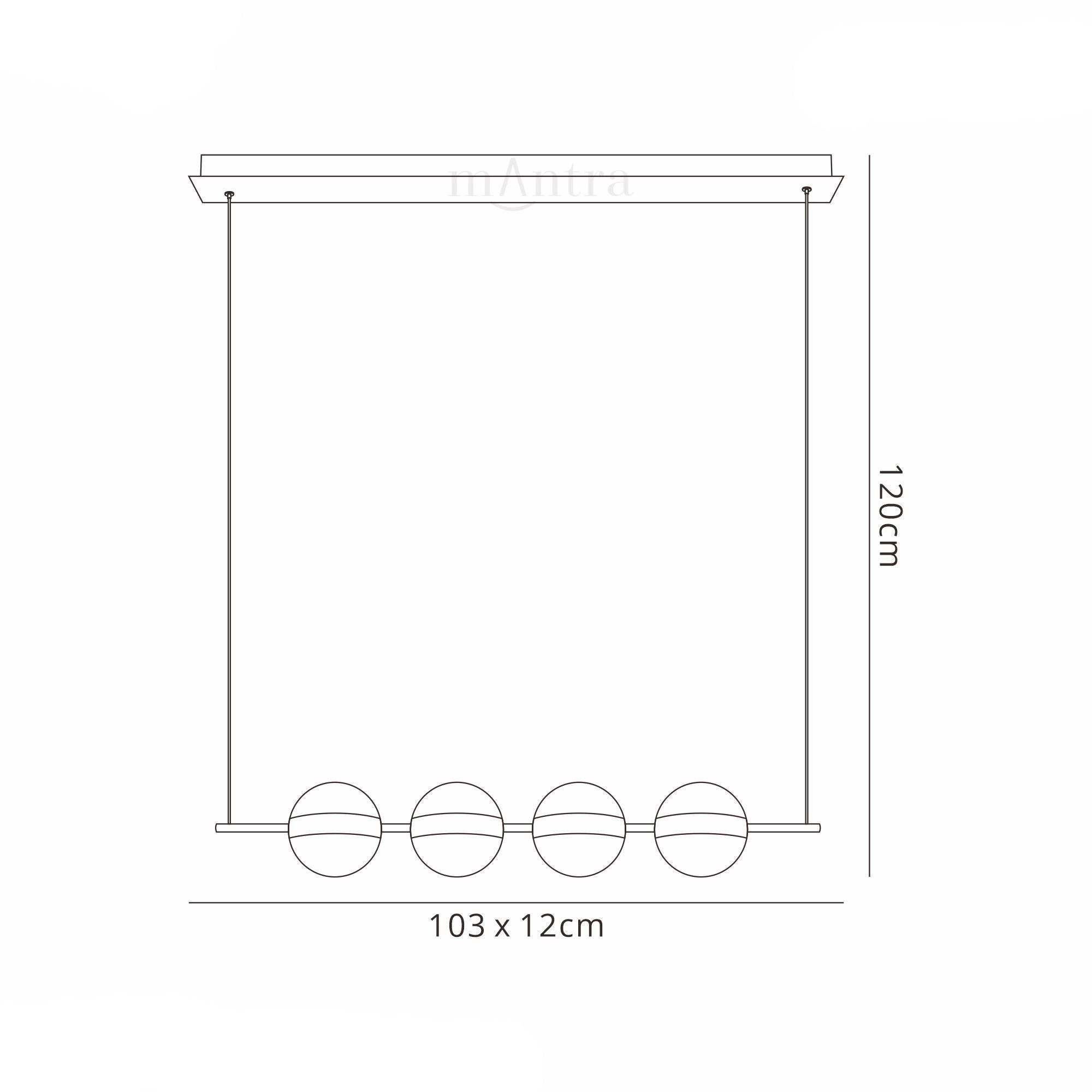 Cuba Linear Pendant 4 Light, 32W LED, 3000K, 2400lm, Gold/Black, 3yrs Warranty