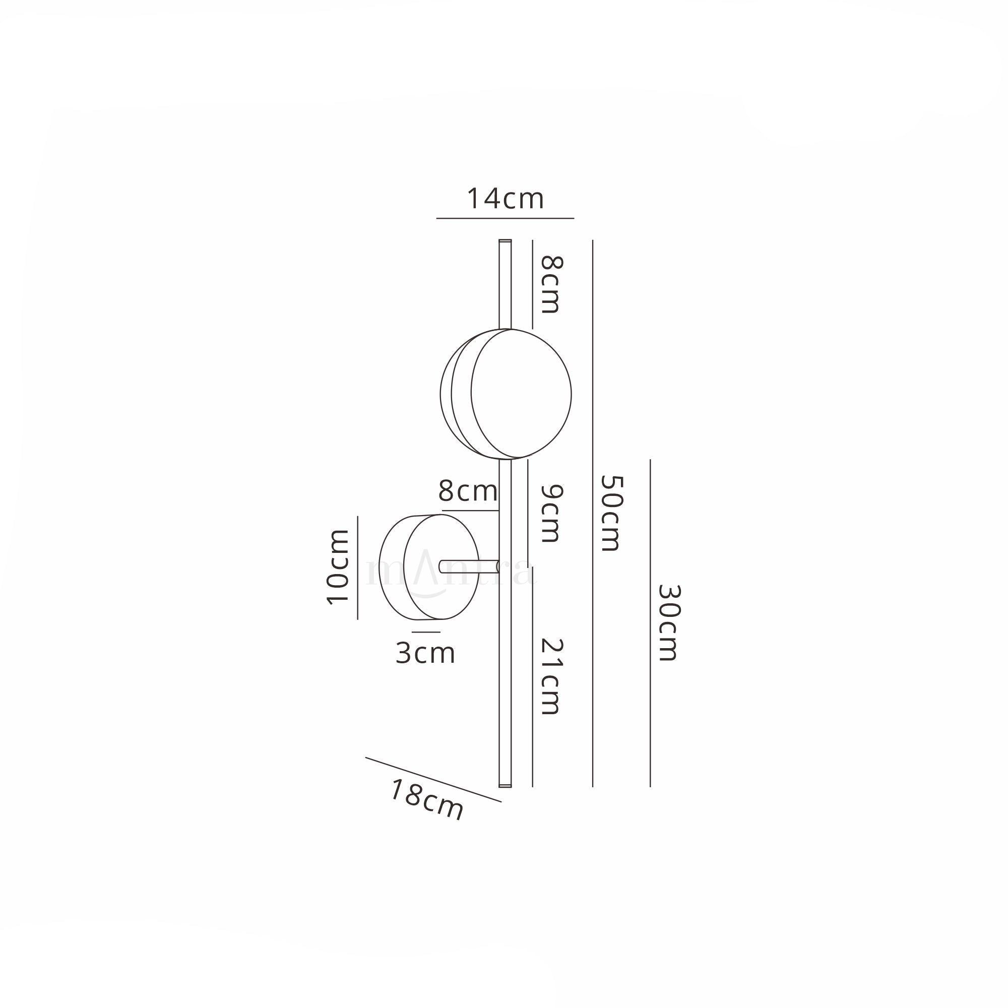 Cuba Wall Lamp, 8W LED, 3000K, 600lm, Gold/Black, 3yrs Warranty