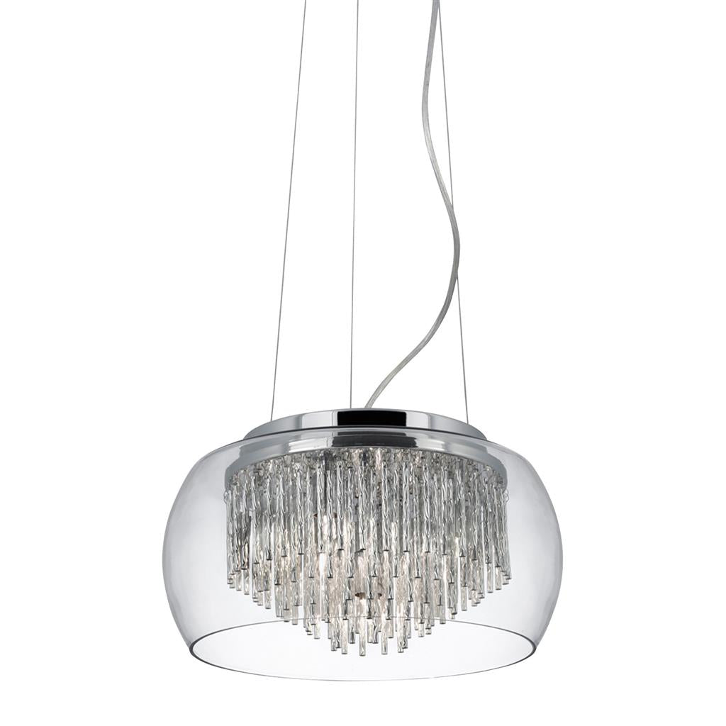 Curva 4Lt Crystal Ceiling Light - Chrome Metal & Crystal Glass
