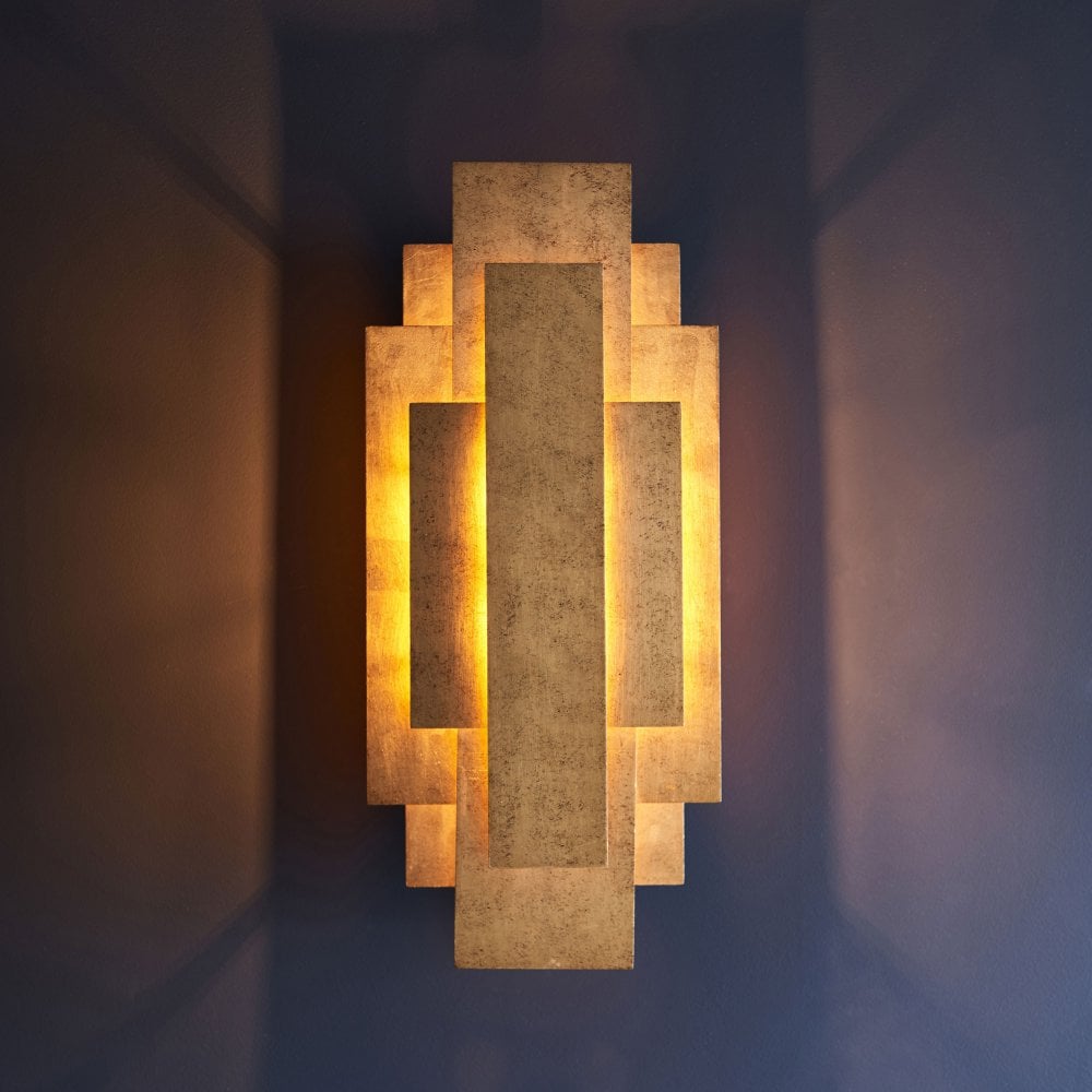 Aztec Antique Gold Leaf/Antique Silver Leaf Wall Light