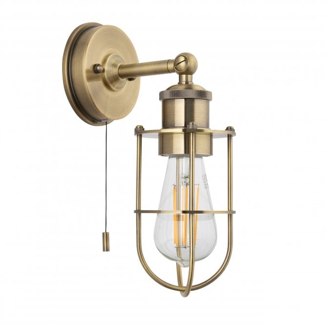 Cruise Caged IP44 Switched Wall Light in Polished Chrome/Matt Black/Antique Brass - Finish