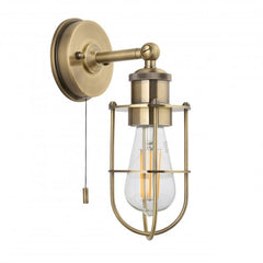 Cruise Caged IP44 Switched Wall Light in Polished Chrome/Matt Black/Antique Brass - Finish