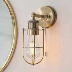Cruise Caged IP44 Switched Wall Light in Polished Chrome/Matt Black/Antique Brass - Finish