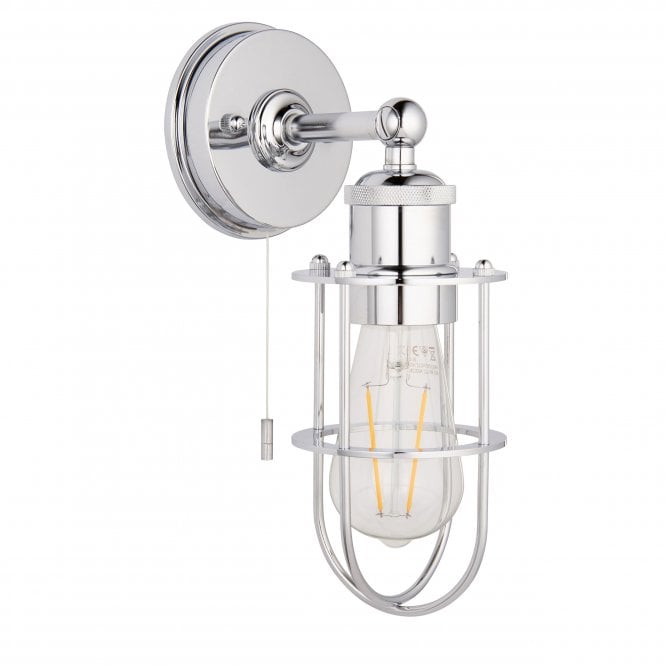 Cruise Caged IP44 Switched Wall Light in Polished Chrome/Matt Black/Antique Brass - Finish