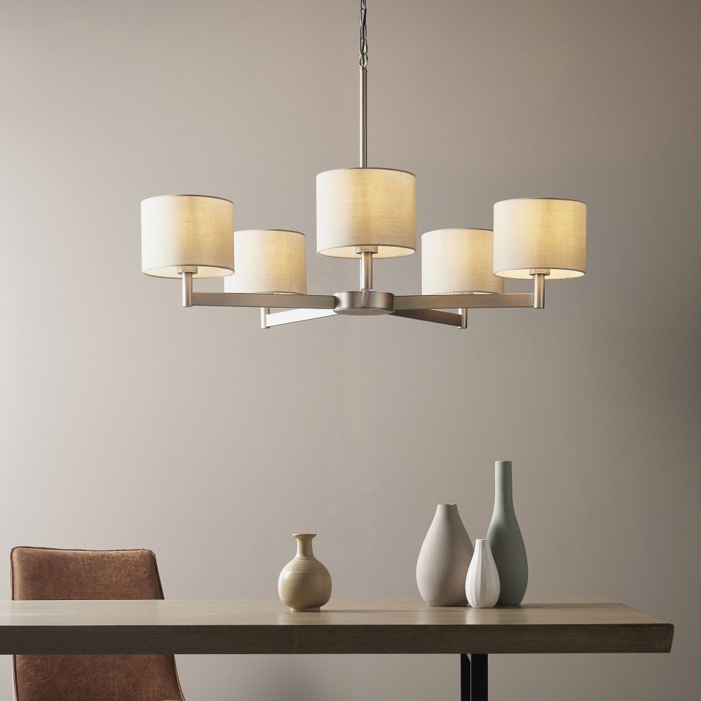 Turner 5Lt Multi-Arm Pendant - Nickel & Taupe