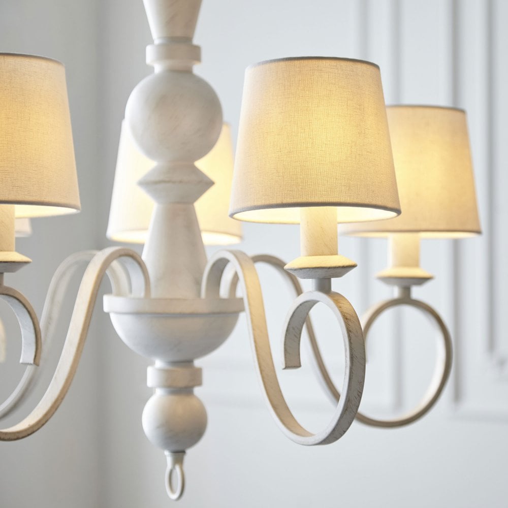 Georgian 5Lt Multi-Arm Pendant - Distressed White