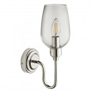 Hunter Single Wall Light in Antique Brass & Clear Glass/Bright Nickel & Clear Glass
