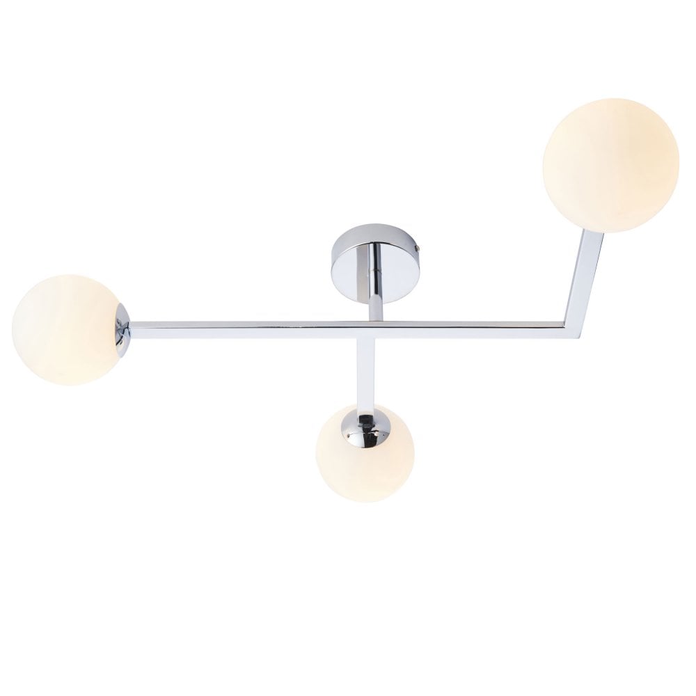 Candela 3Lt Centre Ceiling Light IP44 - Matt Black/Chrome