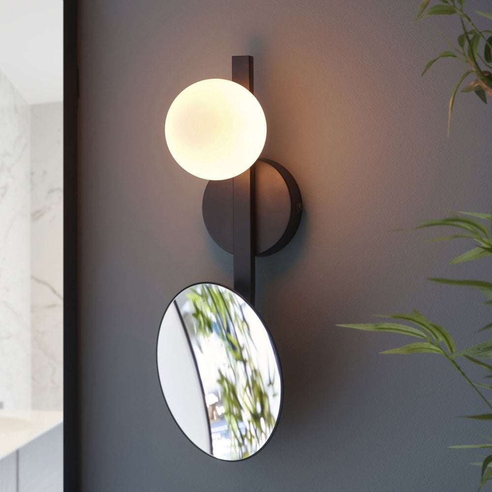 Candela 1Lt Bathroom Wall Light IP44 - Chrome/Black (Mirror Optional)