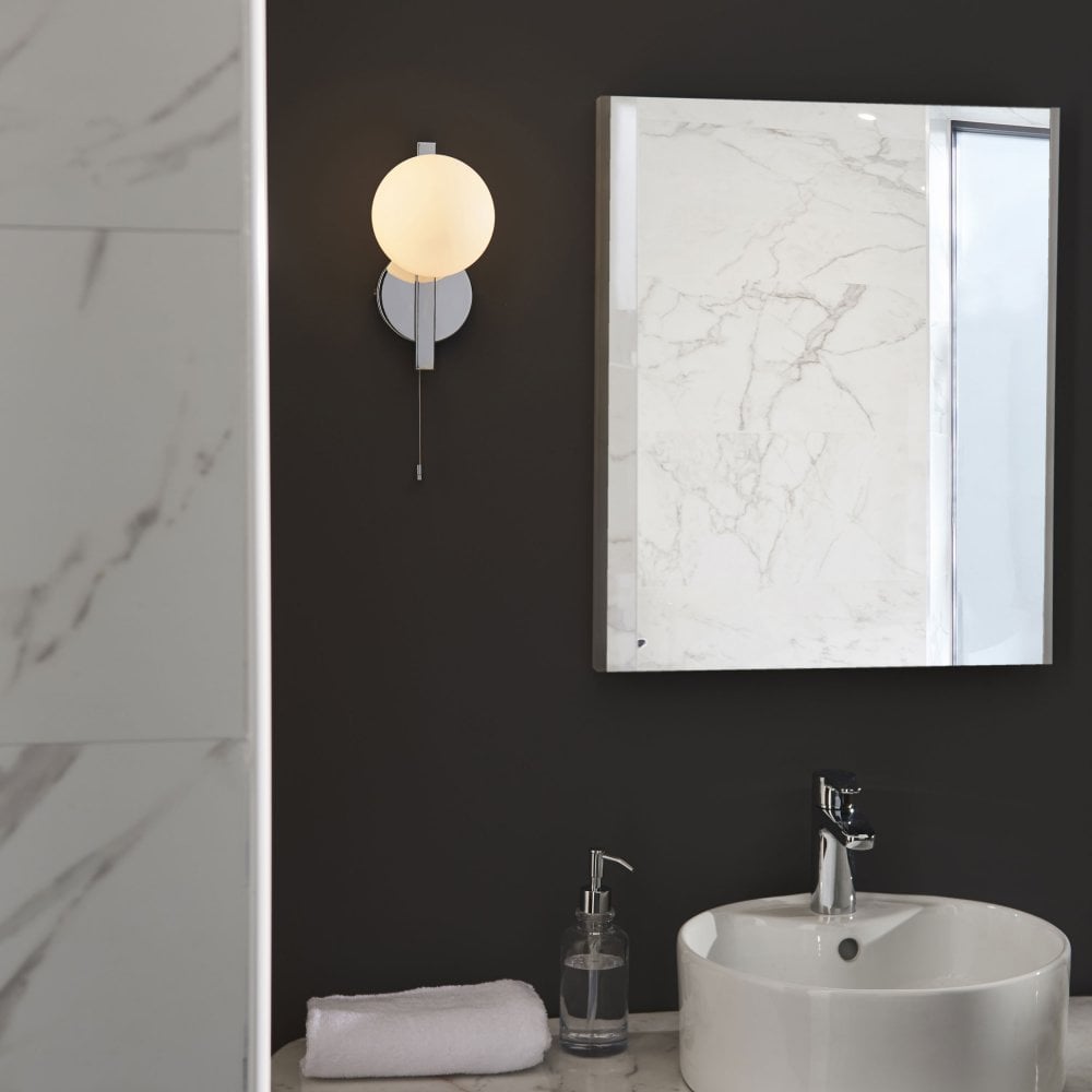 Candela 1Lt Bathroom Wall Light IP44 - Chrome/Black (Mirror Optional)