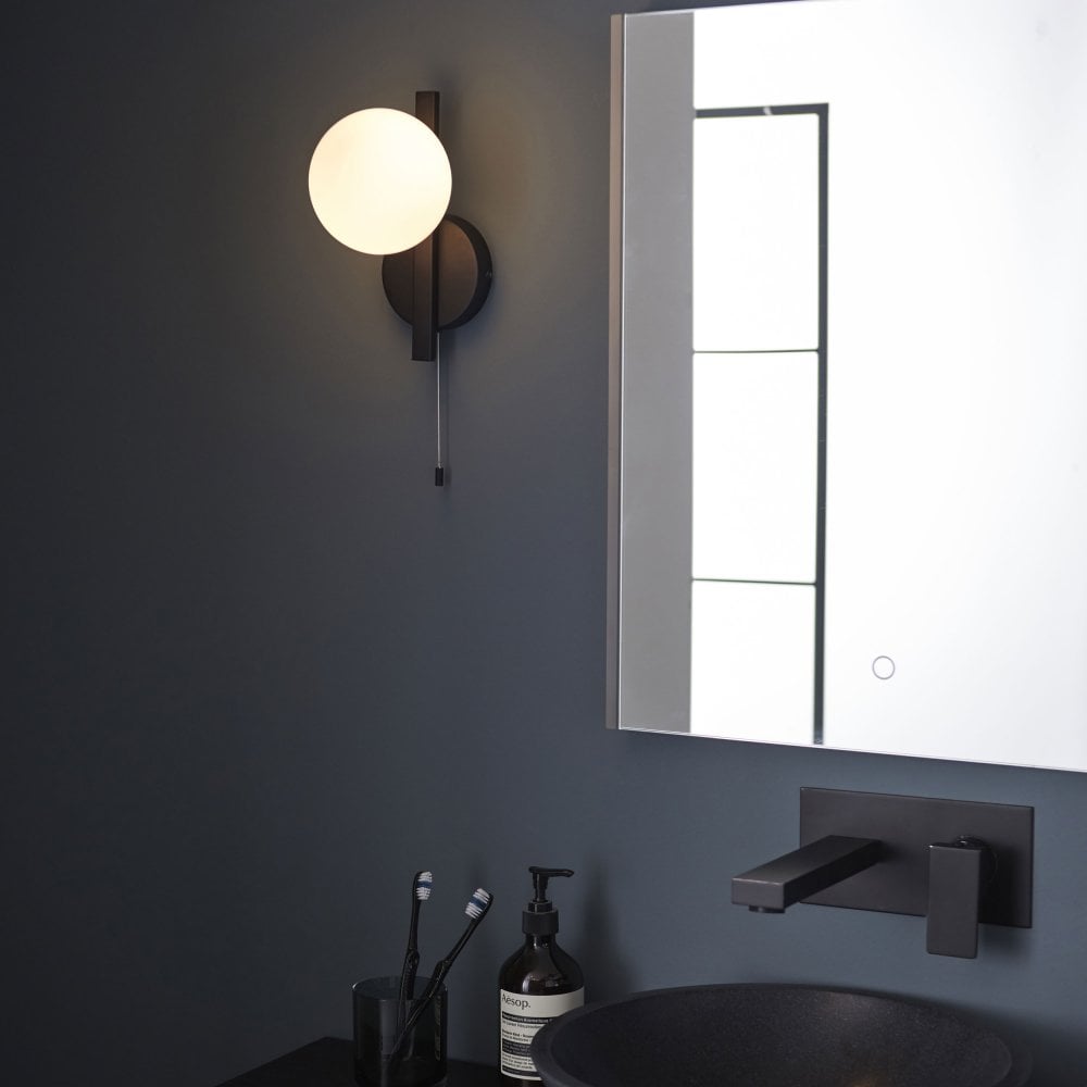 Candela 1Lt Bathroom Wall Light IP44 - Chrome/Black (Mirror Optional)