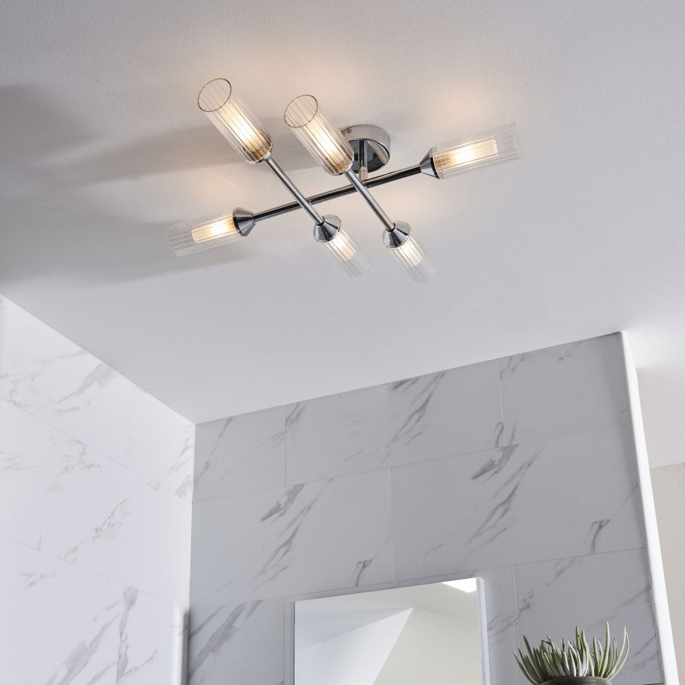 Carlisle 4/6Lt Centre Ceiling Light IP44 - Chrome