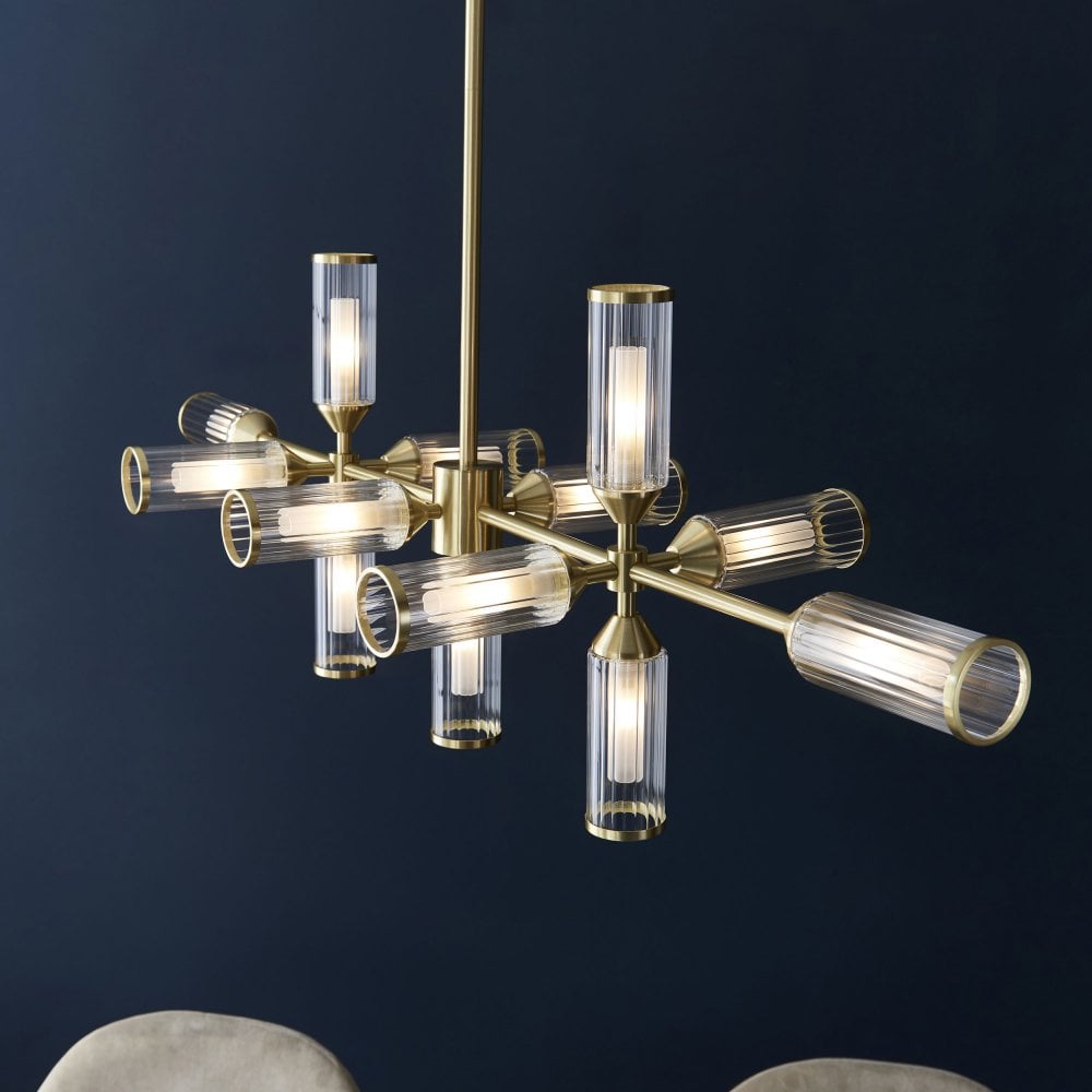 Larson 13 Light Linear Pendant in Satin Brass