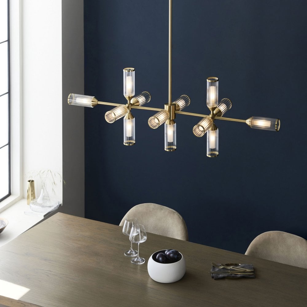 Larson 13 Light Linear Pendant in Satin Brass