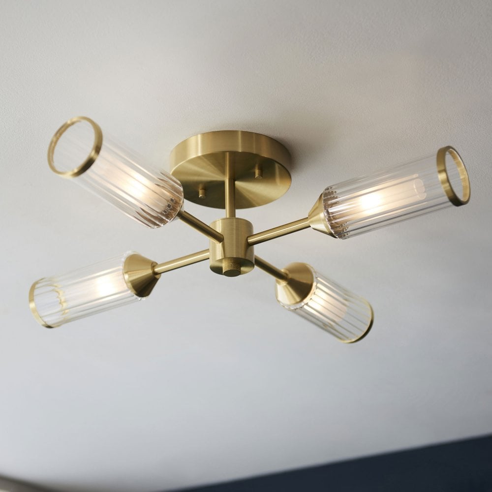 Larson 6/4 Light Semi Flush in Satin Brass