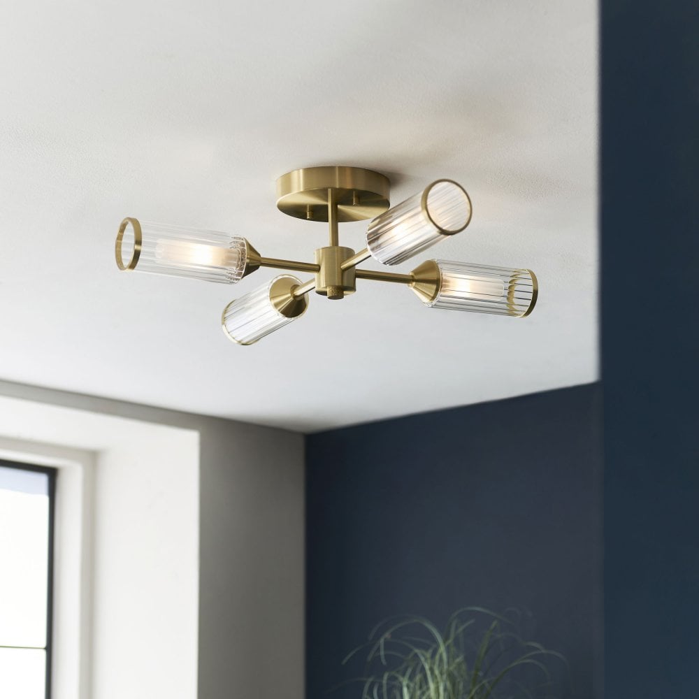 Larson 6/4 Light Semi Flush in Satin Brass