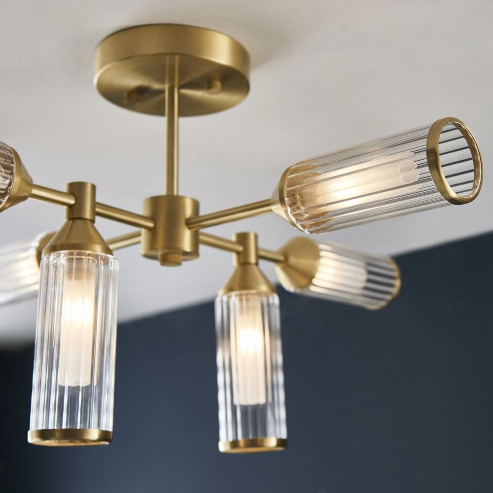 Larson 6/4 Light Semi Flush in Satin Brass