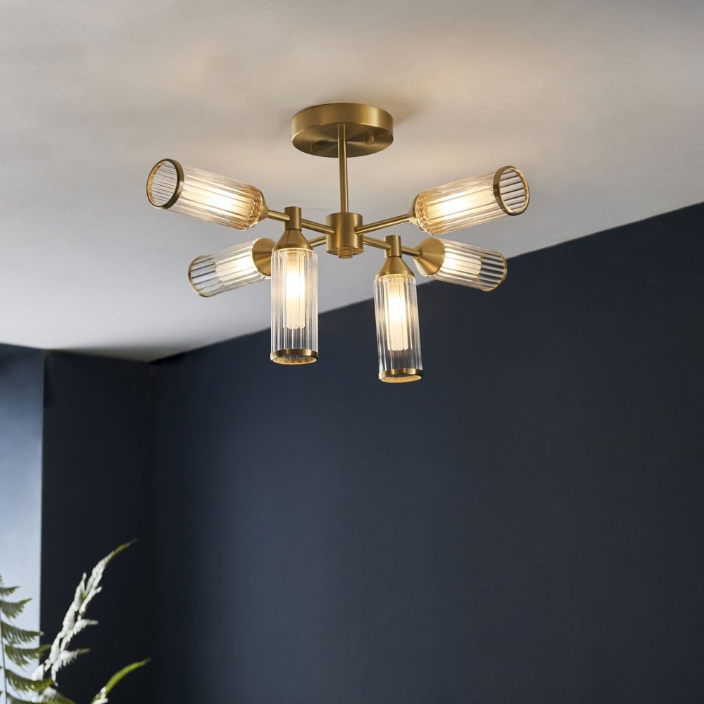 Larson 6/4 Light Semi Flush in Satin Brass