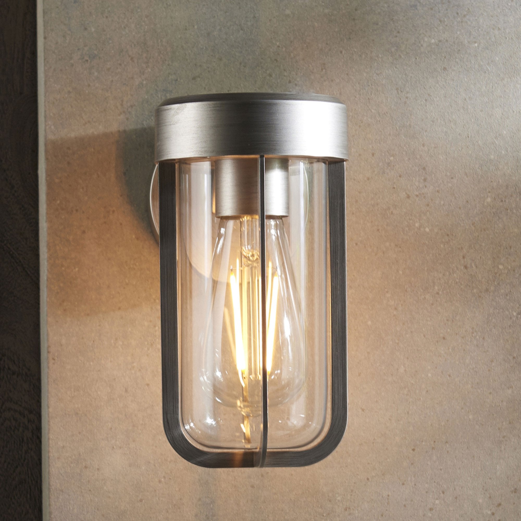 Orwell Brushed Silver Wall Light - Clear Glass