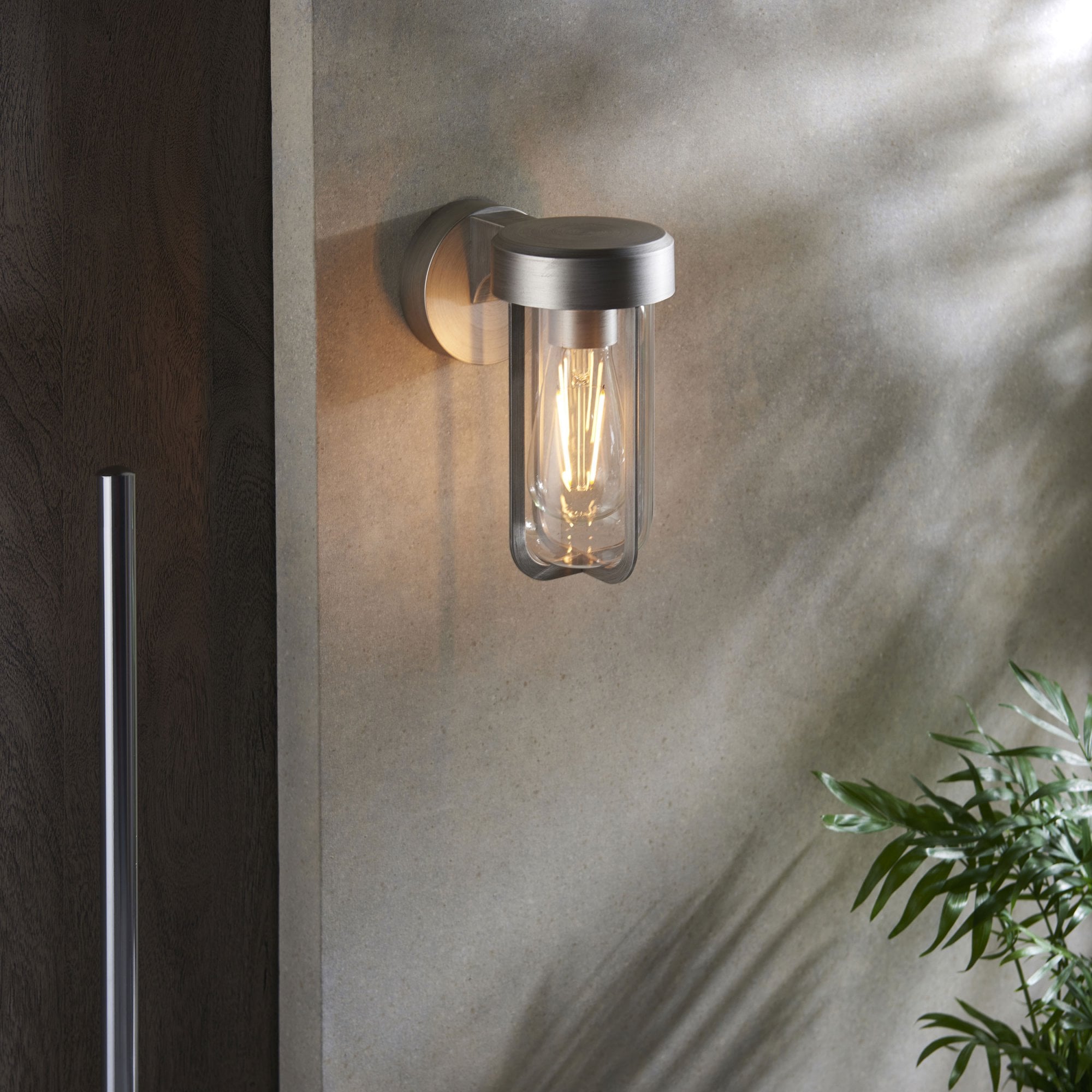 Orwell Brushed Silver Wall Light - Clear Glass