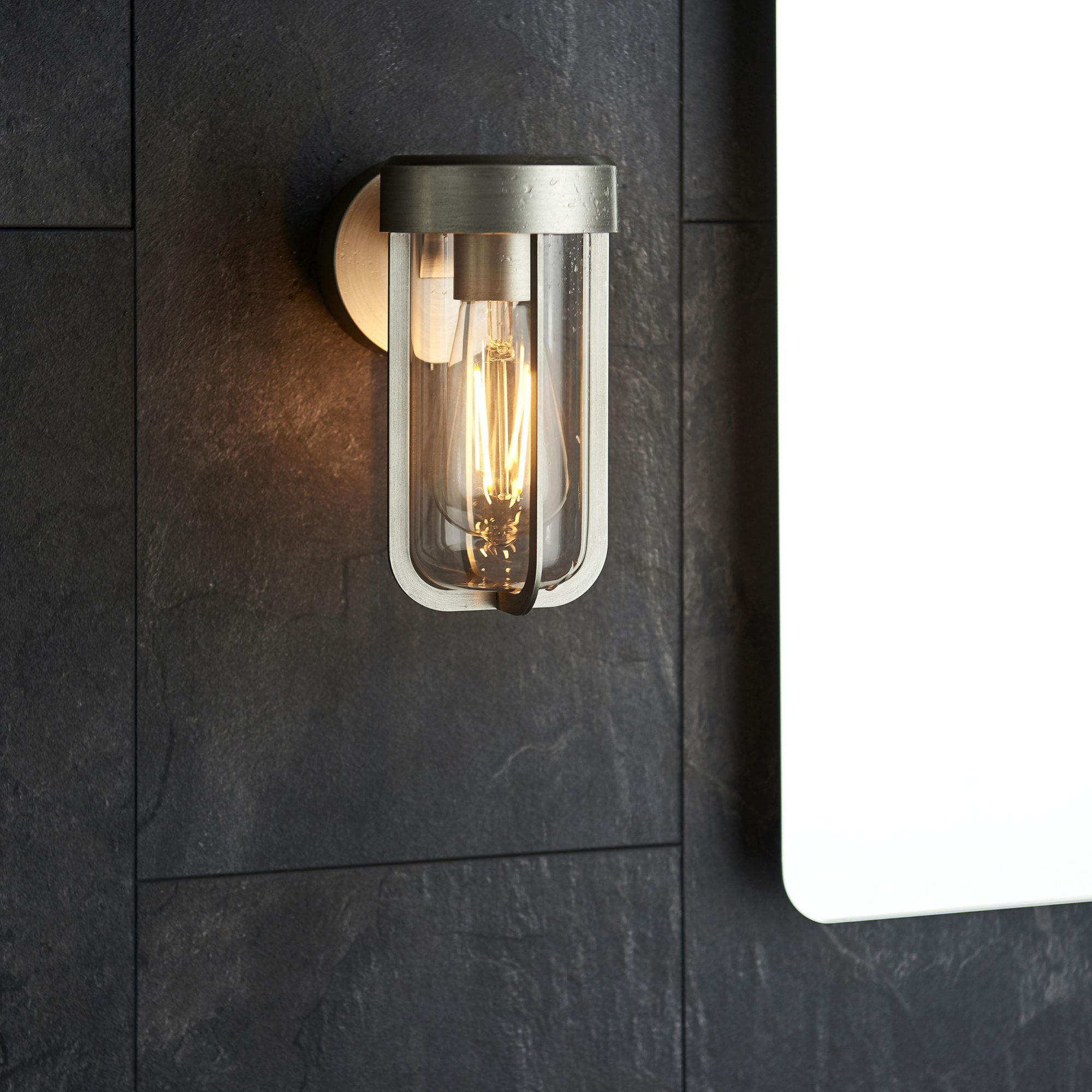 Orwell Brushed Silver Wall Light - Clear Glass