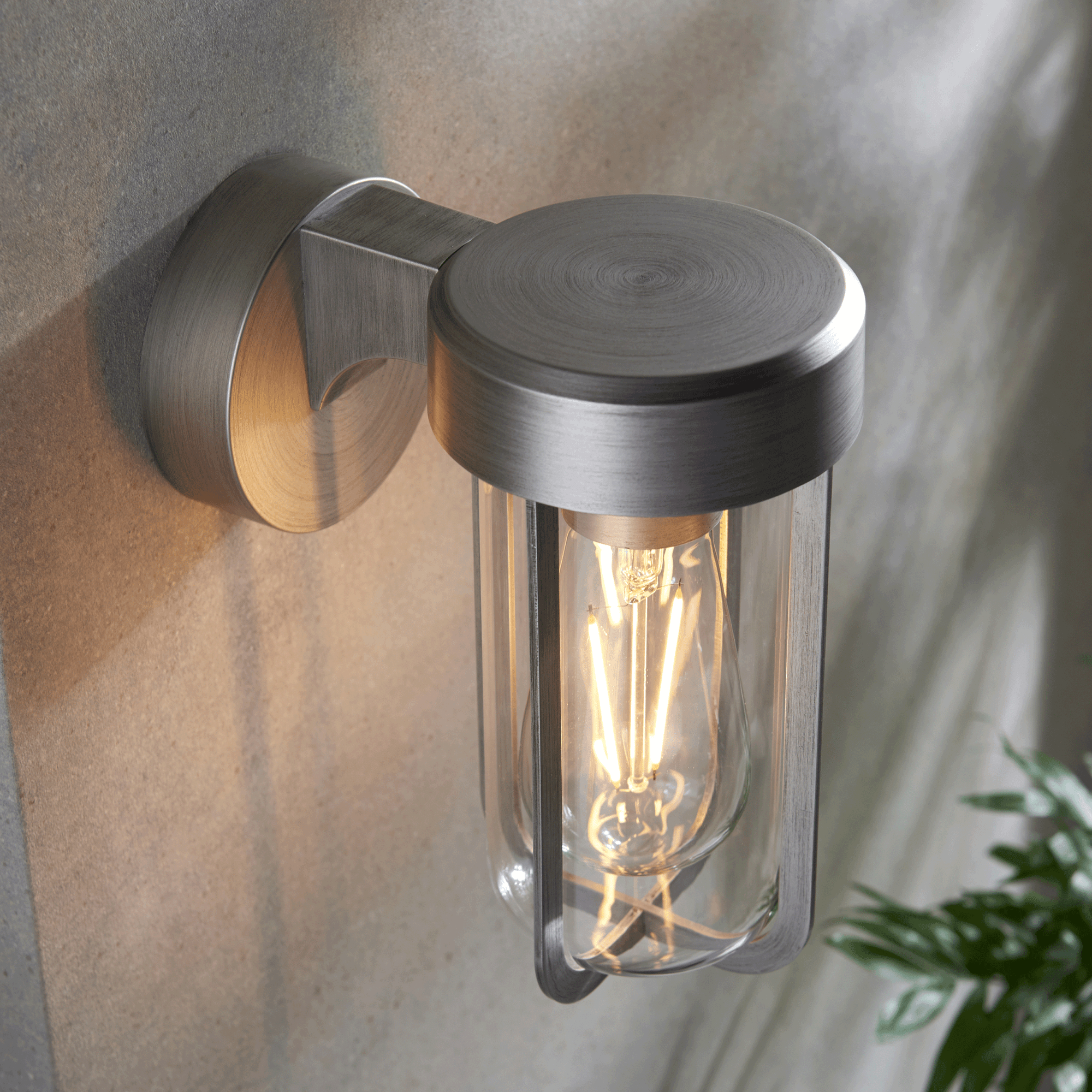 Orwell Brushed Silver Wall Light - Clear Glass