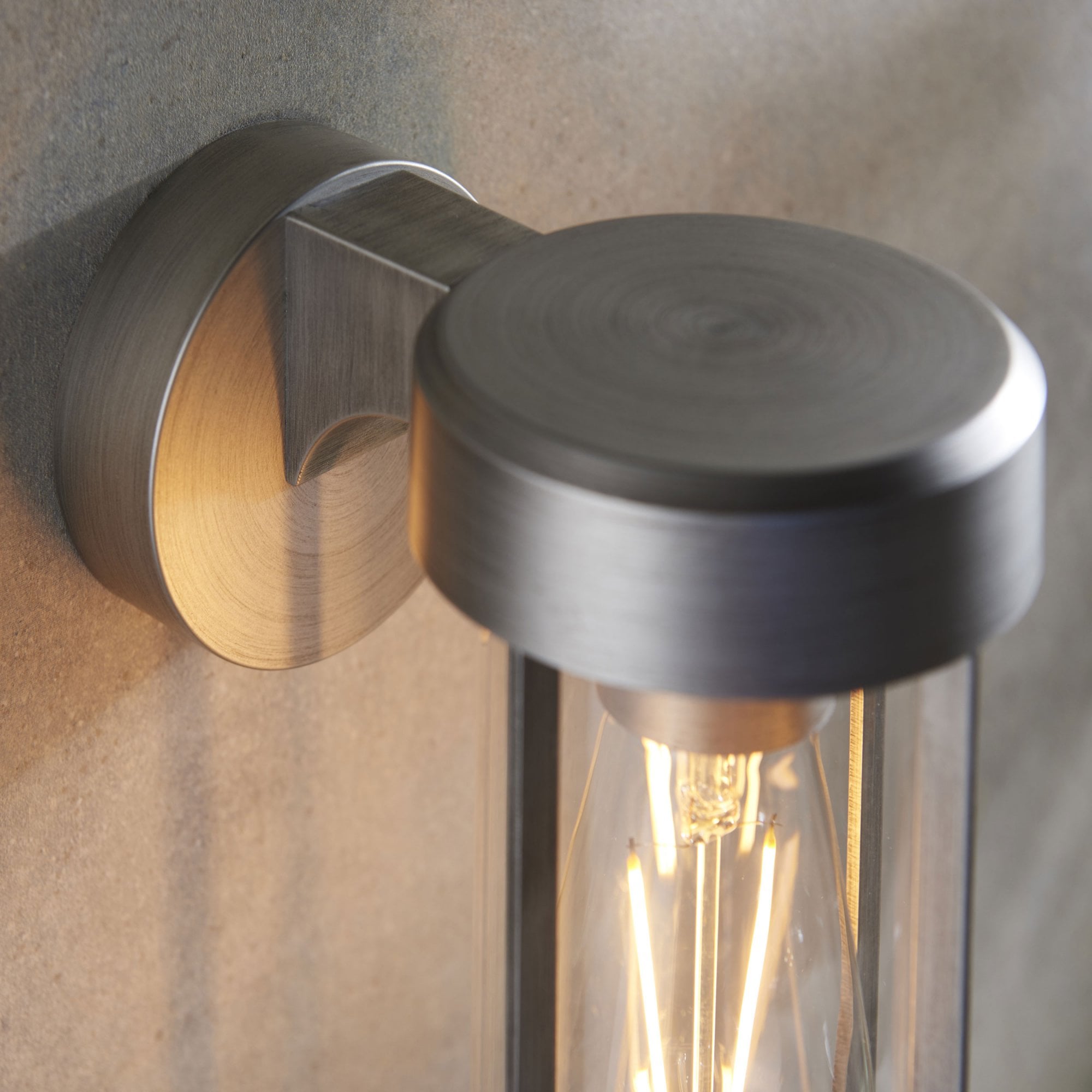 Orwell Brushed Silver Wall Light - Clear Glass