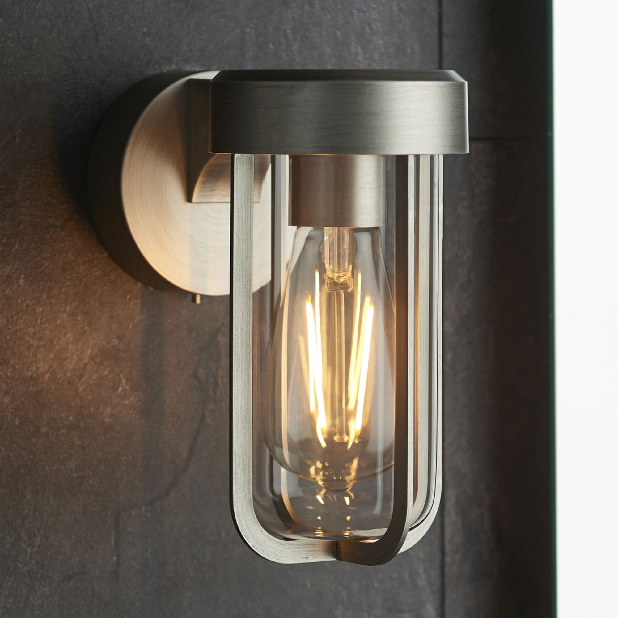 Orwell Brushed Silver Wall Light - Clear Glass