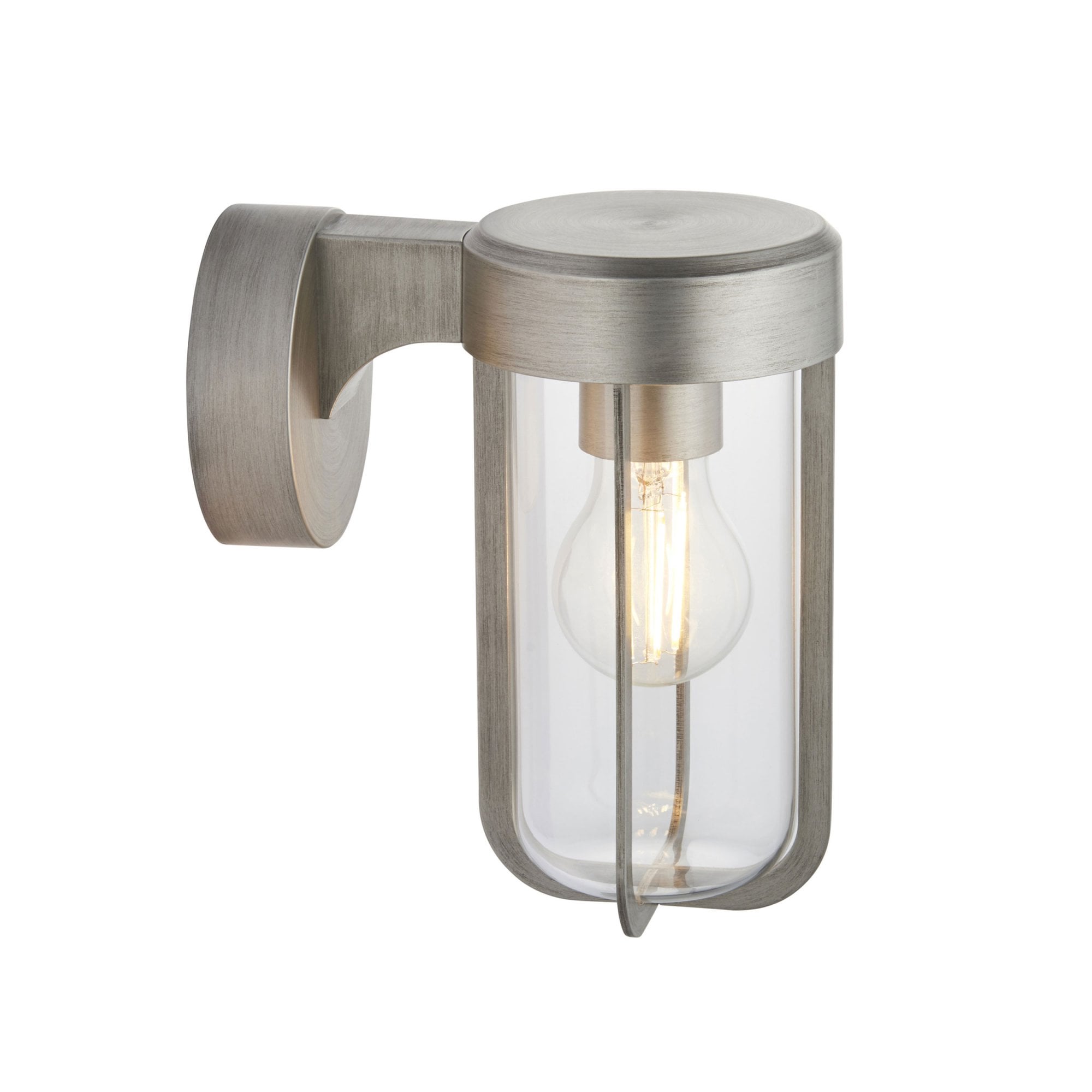 Orwell Brushed Silver Wall Light - Clear Glass