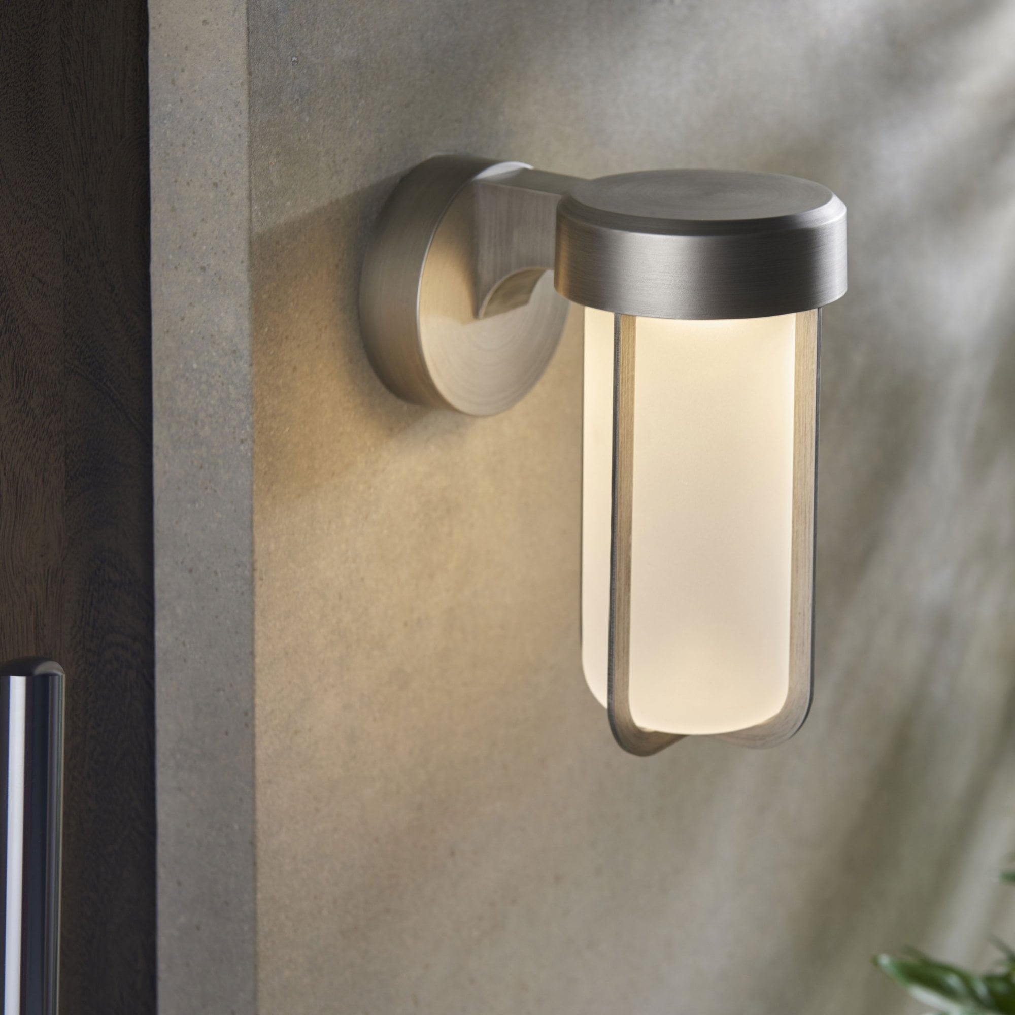 Orwell Brushed Silver Wall Light - Frosted Glass