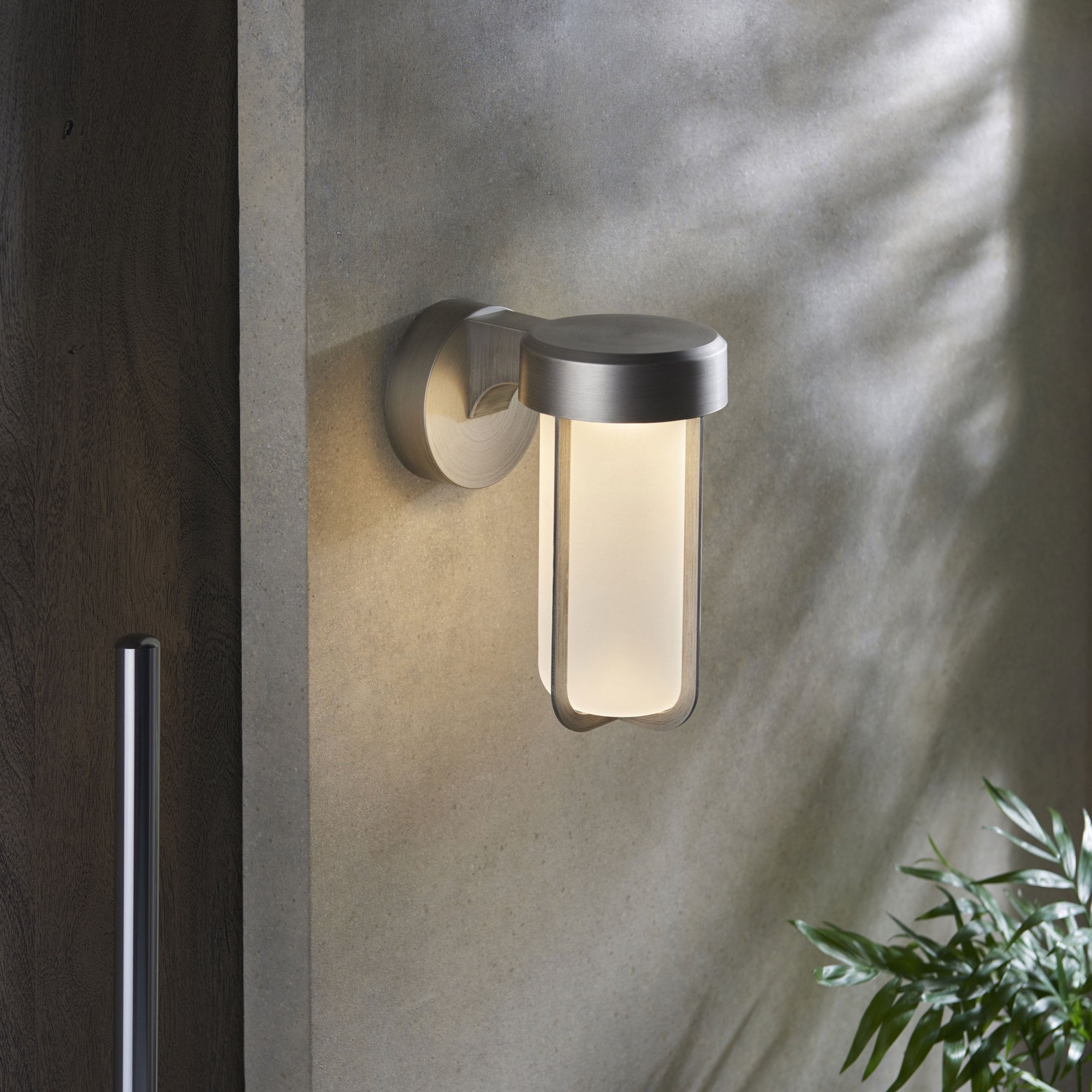 Orwell Brushed Silver Wall Light - Frosted Glass