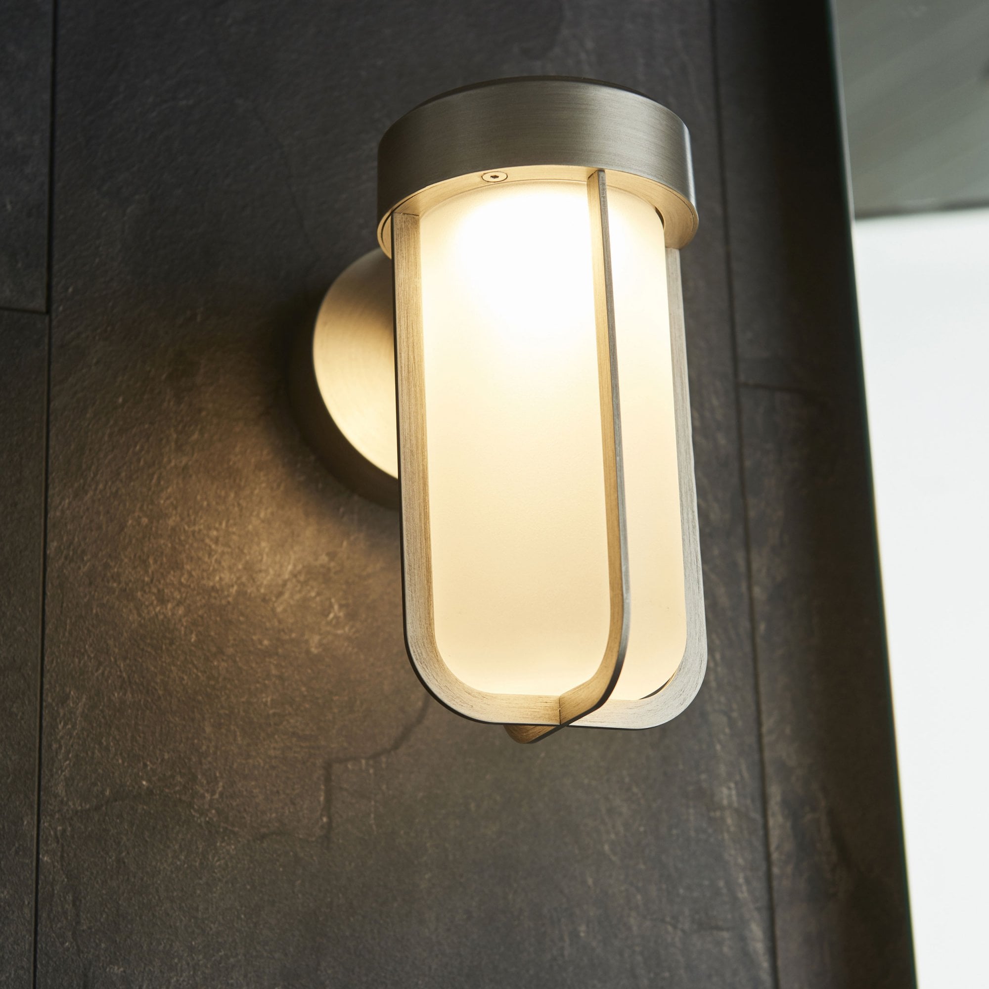 Orwell Brushed Silver Wall Light - Brushed Glass Glass