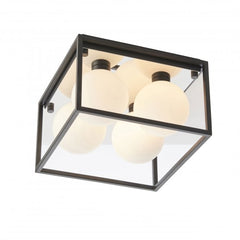 Envision 3/4Lt Centre Ceiling Light IP44 - Matt Black & Opal