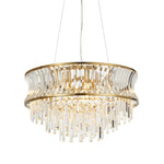 Roco 9 Light Tiered Crystal Pendant - Brass / Nickel