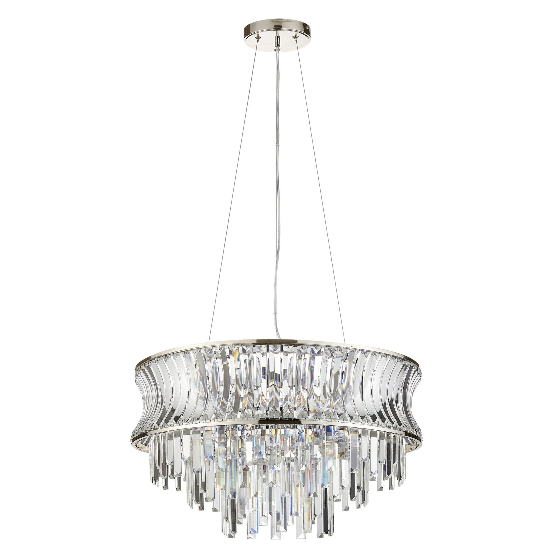 Roco 9 Light Tiered Crystal Pendant - Brass / Nickel