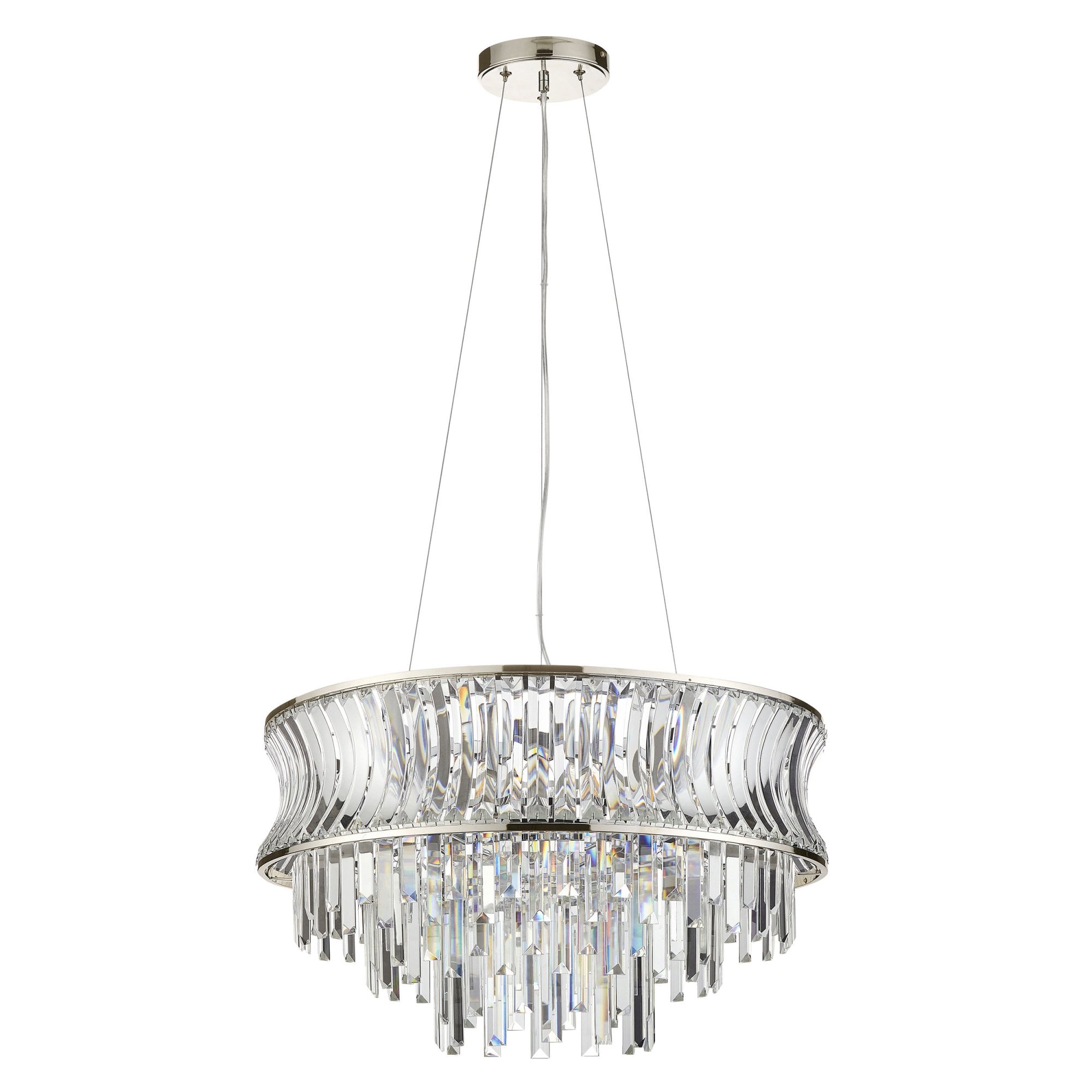 Roco 9 Light Tiered Crystal Pendant - Brass / Nickel