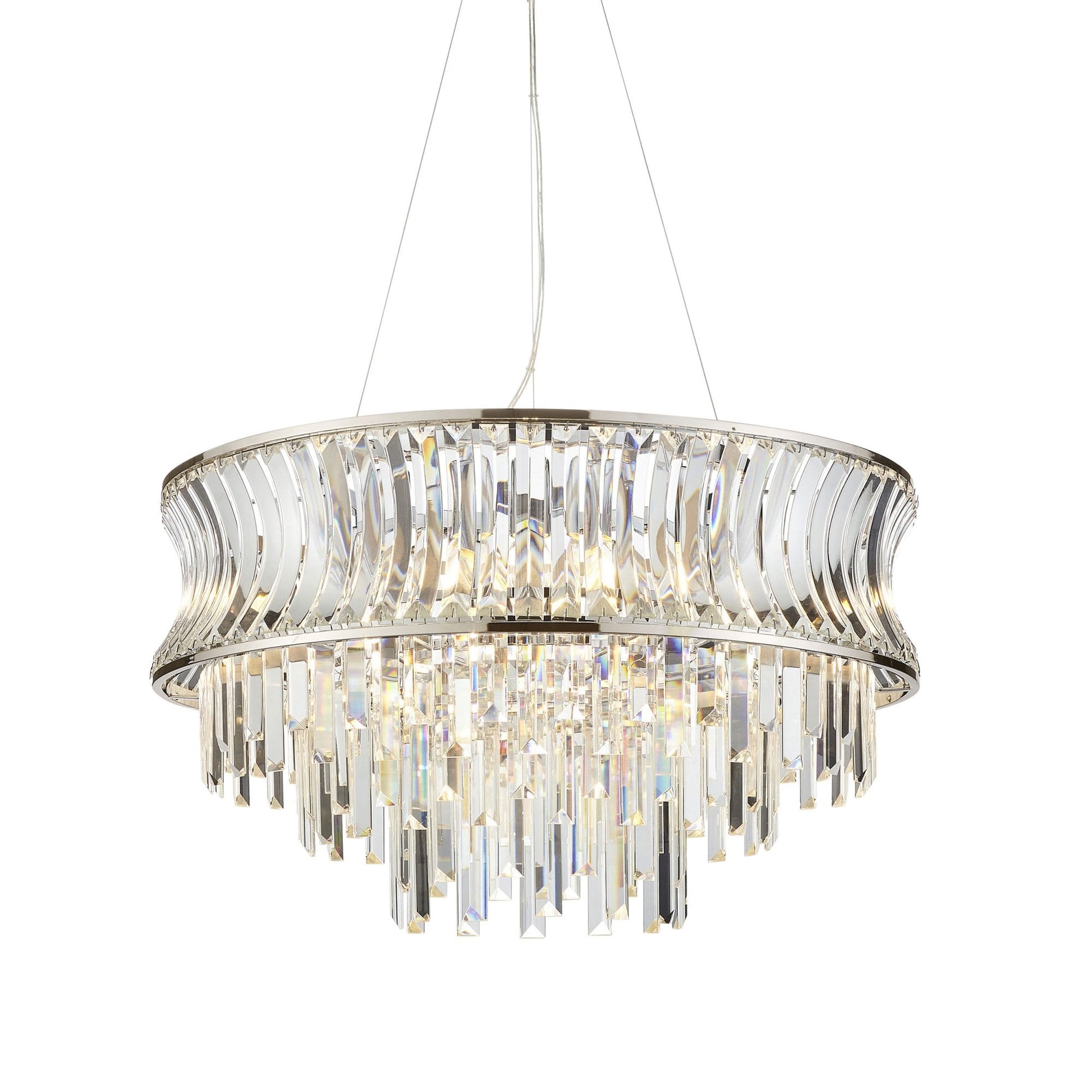 Roco 9 Light Tiered Crystal Pendant - Brass / Nickel