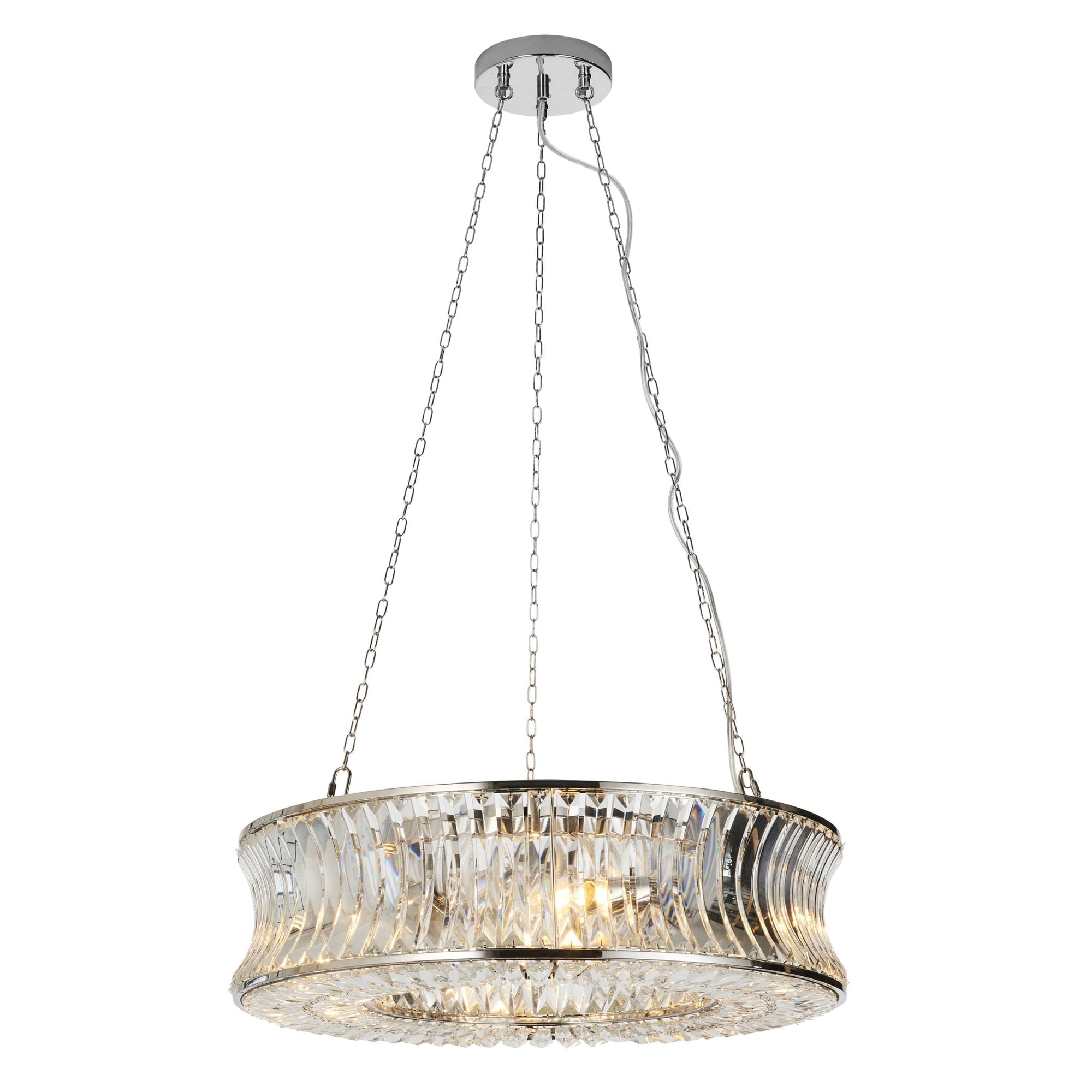 Roco 6 Light Nickel and Crystal Pendant