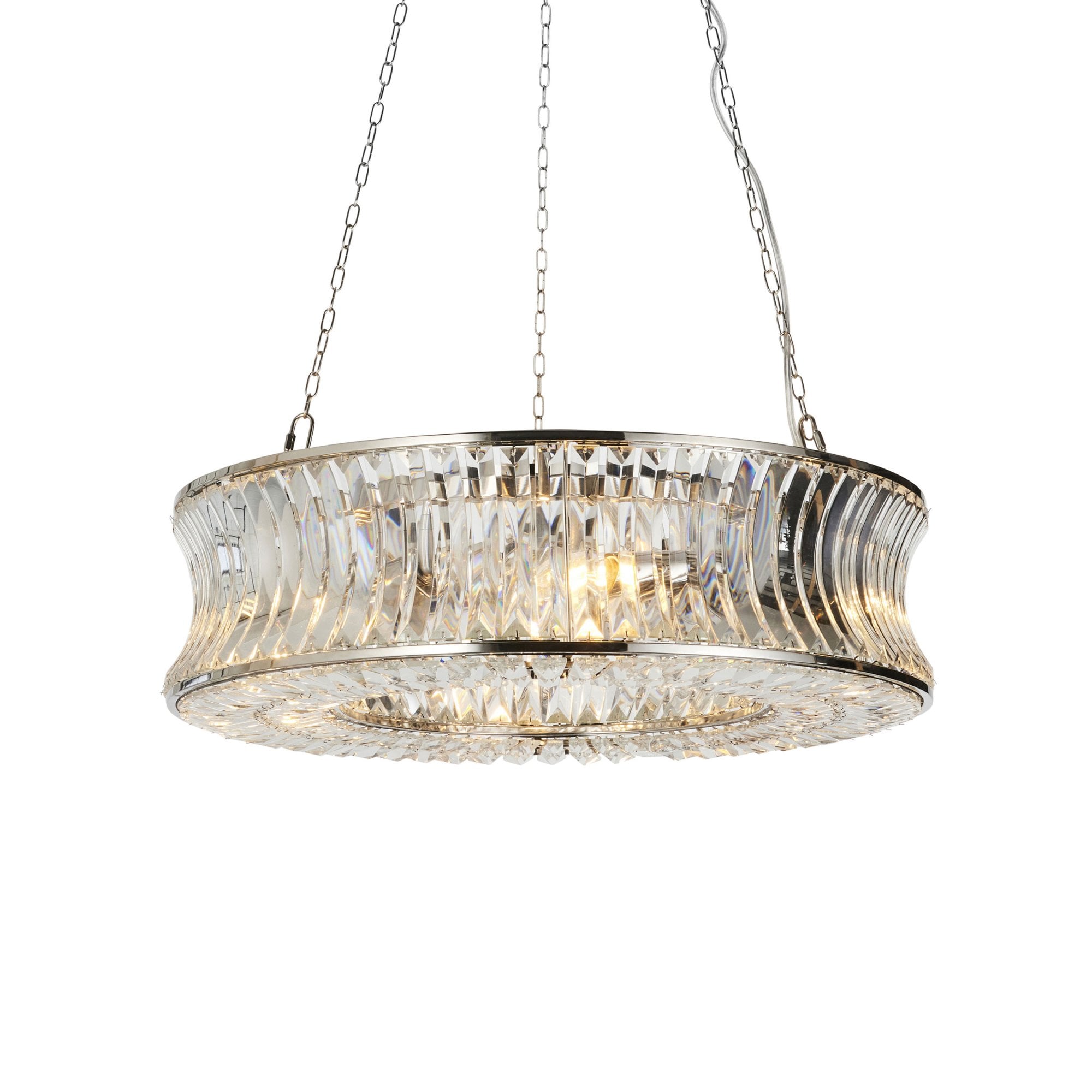 Roco 6 Light Nickel and Crystal Pendant