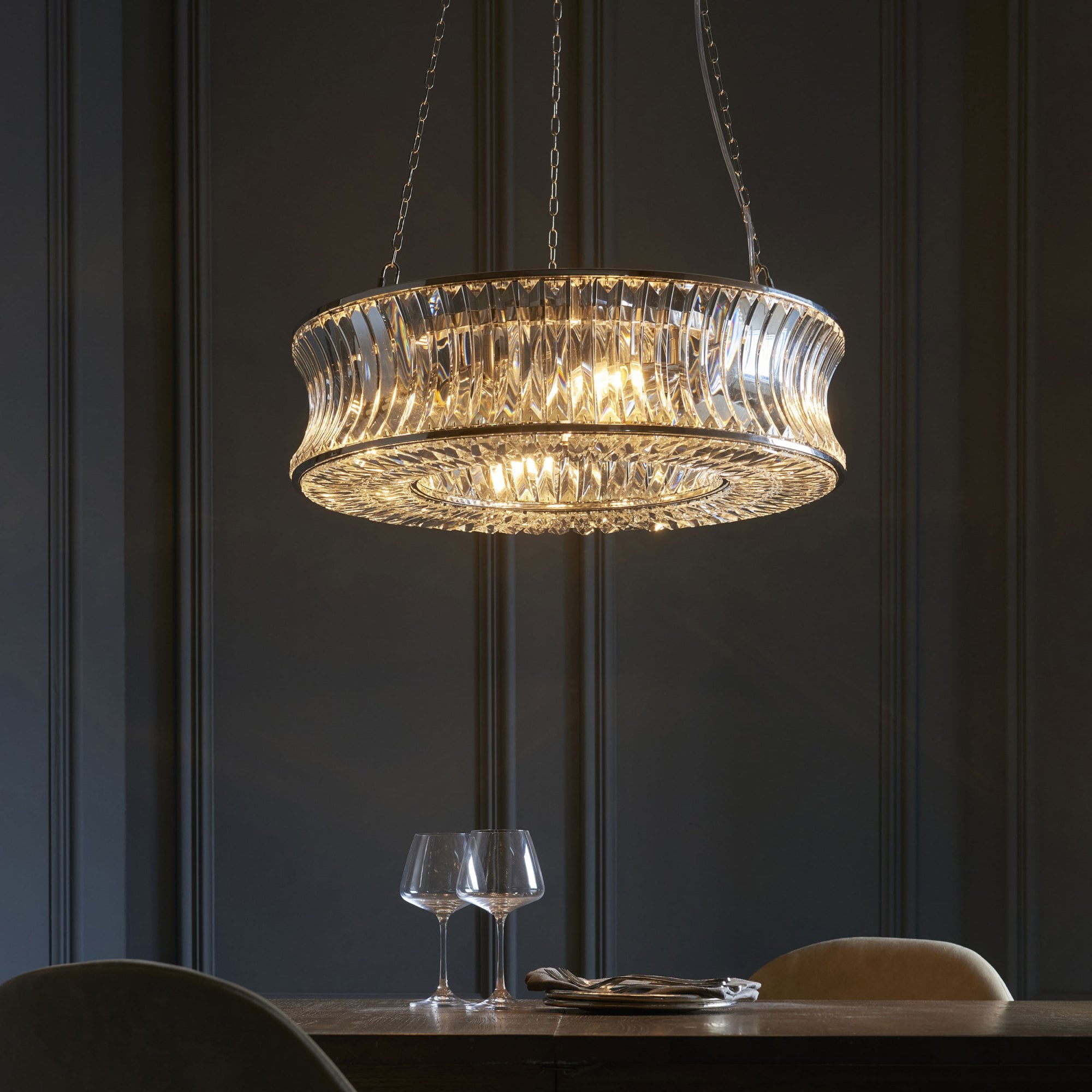 Roco 6 Light Crystal Pendant - Brass/ Nickel