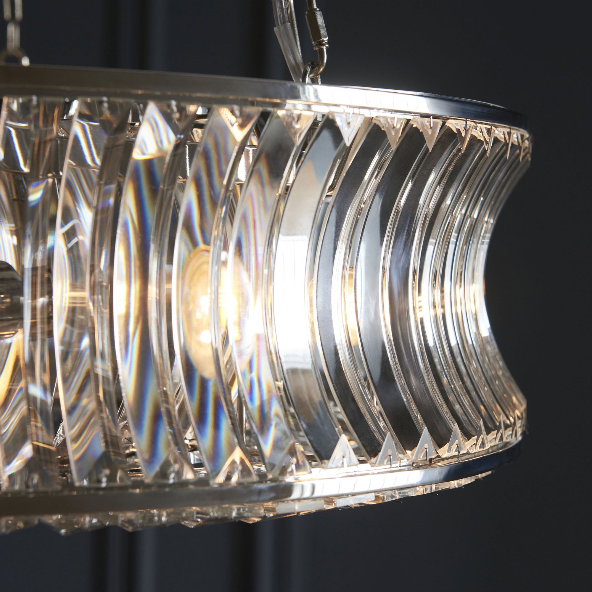 Roco 6 Light Nickel and Crystal Pendant