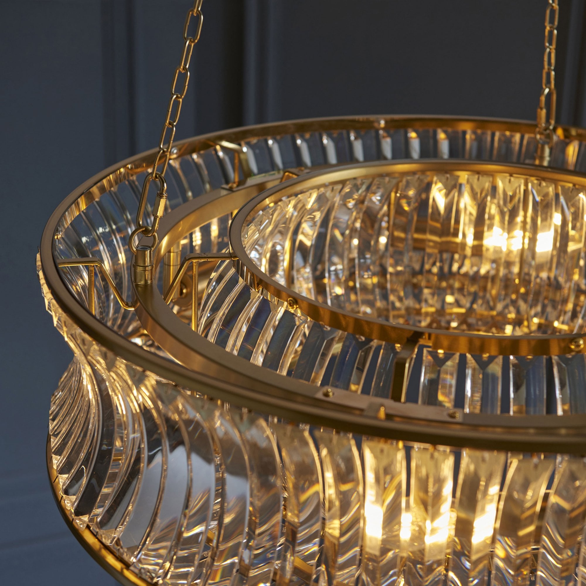 Roco 6 Light Warm Brass and Crystal Pendant